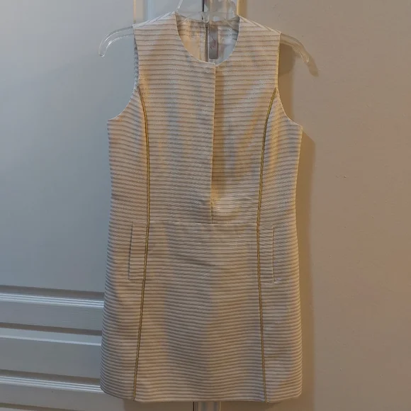 PUNCH A line Gold and Cream Over The Knee length Dress Size 4 - Picture 12 of 12